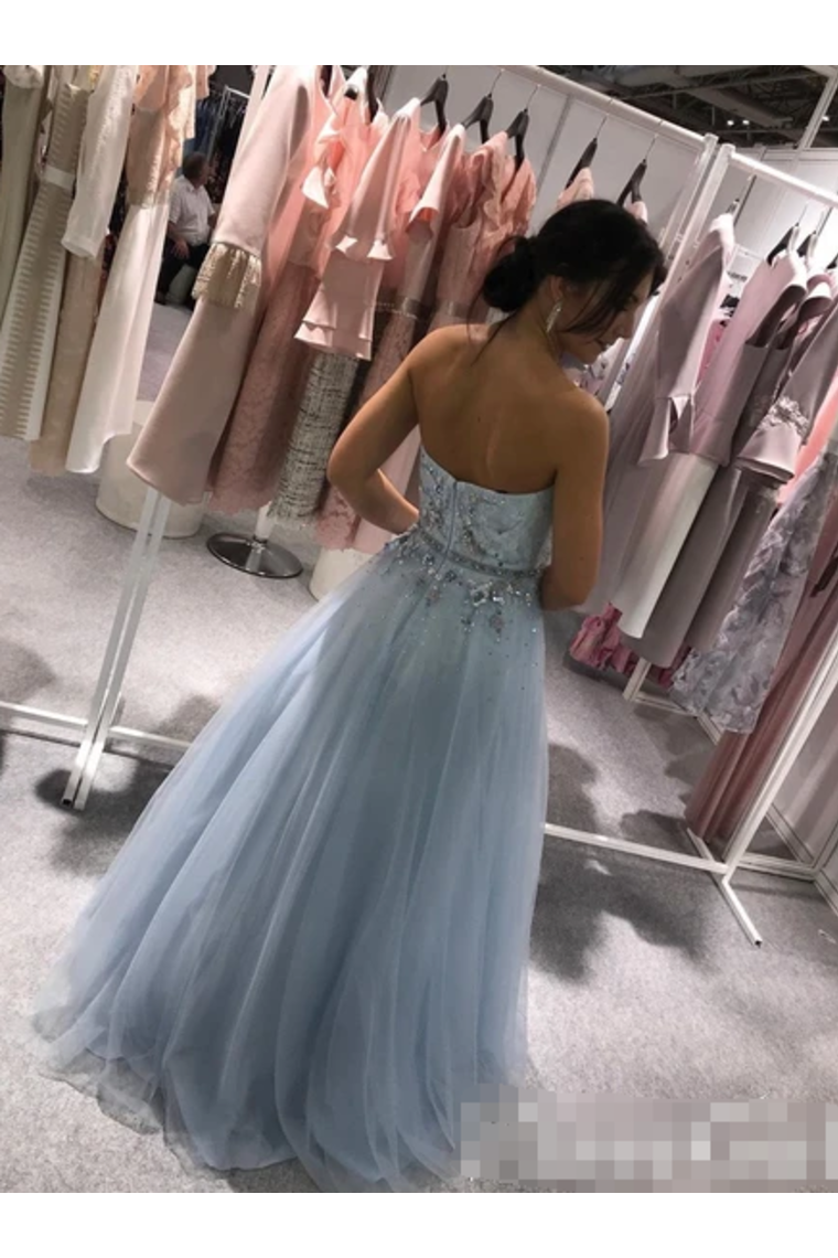 Sweatheart Embroidered Beads Tulle Ball Gown Prom Dress