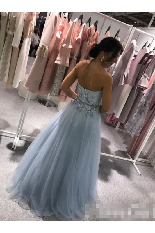 Sweatheart Embroidered Beads Tulle Ball Gown Prom Dress