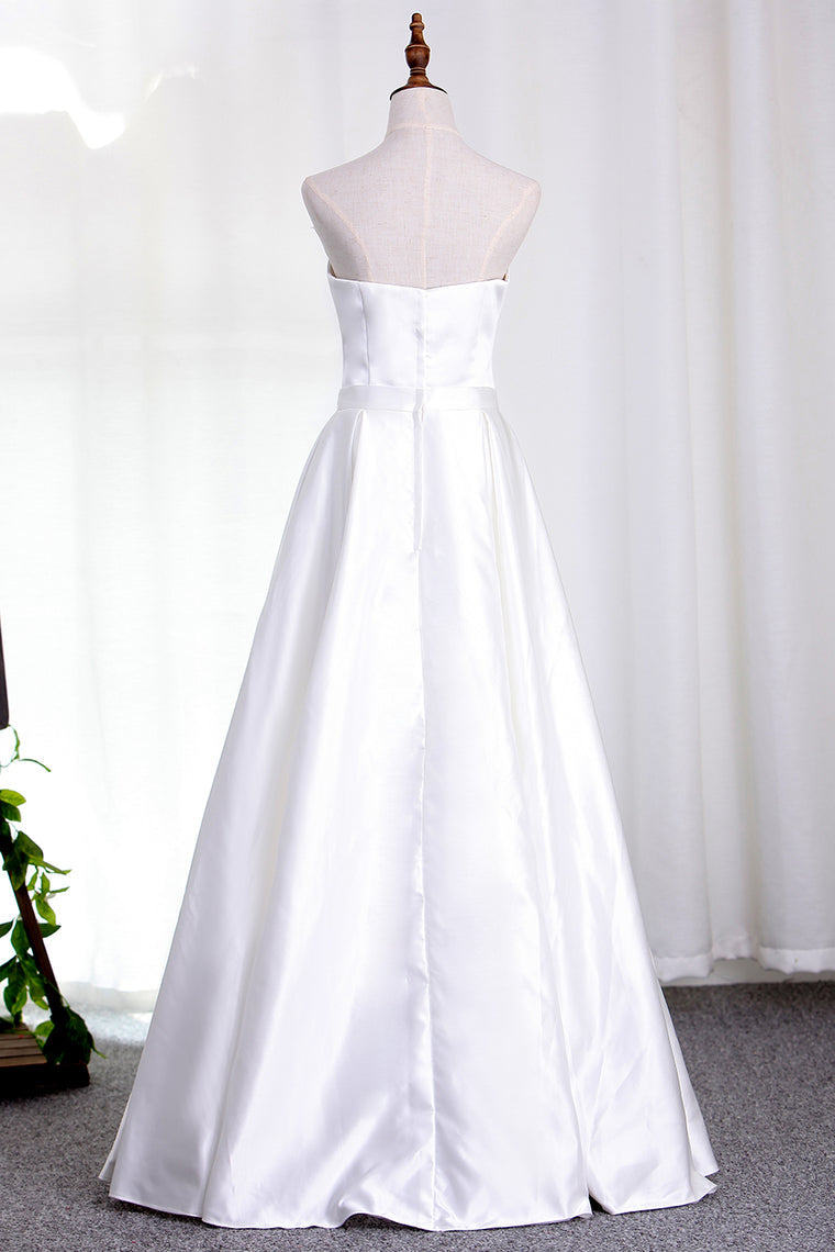 2024 Satin Wedding Dresses Sweetheart A Line With Sash