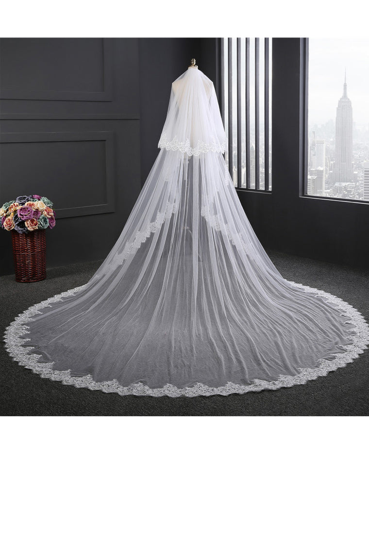 Lace Edge 3*3.5 Meters Wedding Veil With Applique V085