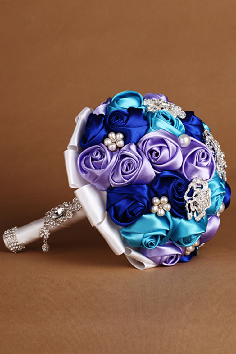 Round Roses Rhinestone Brooch Crystal Roses Wedding Bouquet (26*22cm)