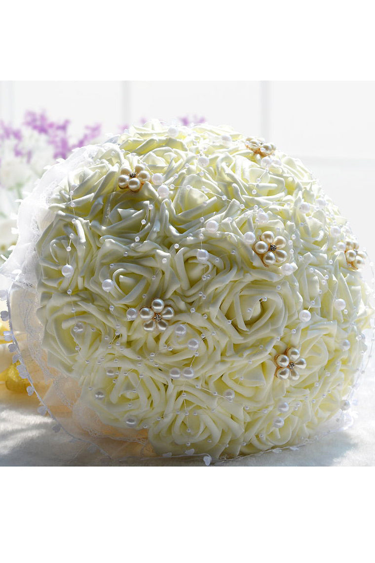 Sweet Round Satin/Silk Bridal Bouquets