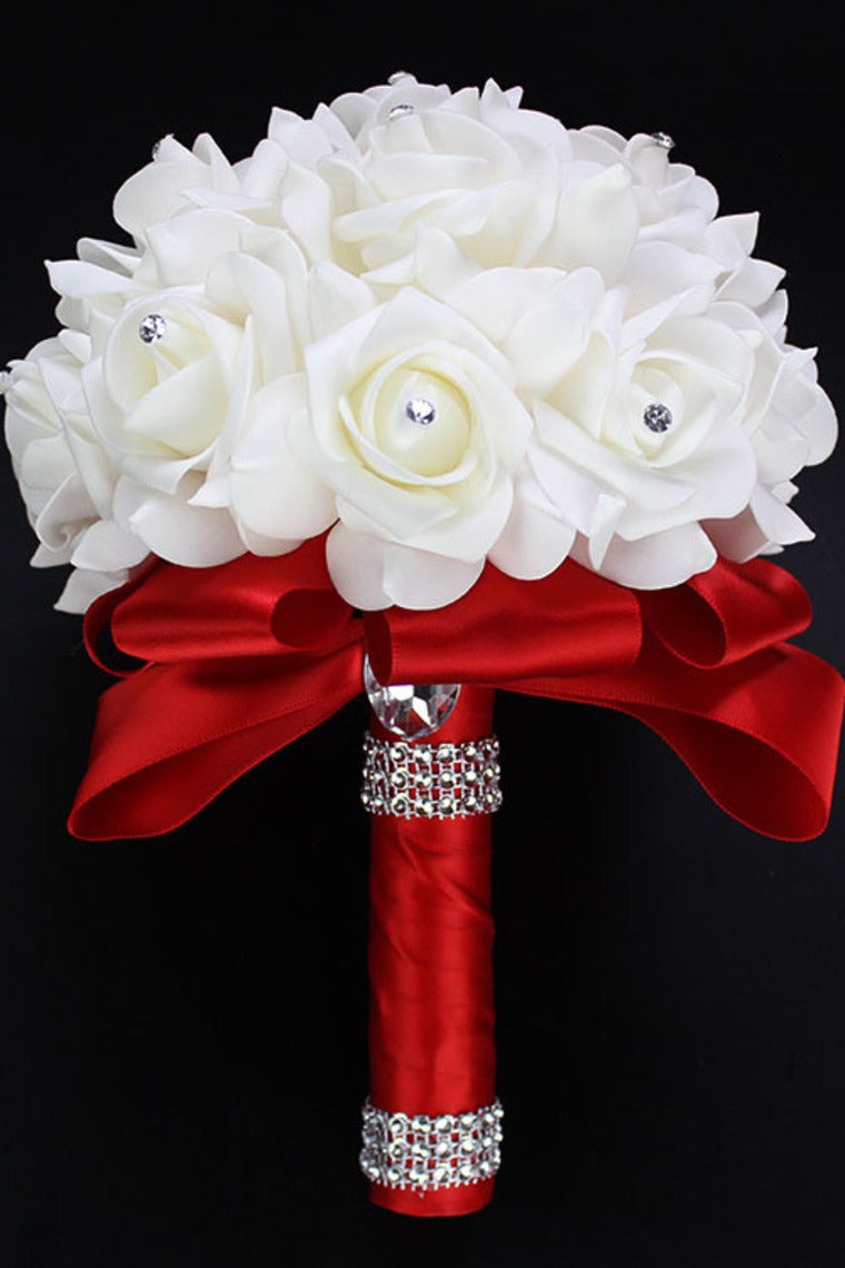 Bridal Flowers Round Roses Acrylic Crystal Wedding Bouquets (24*18cm)