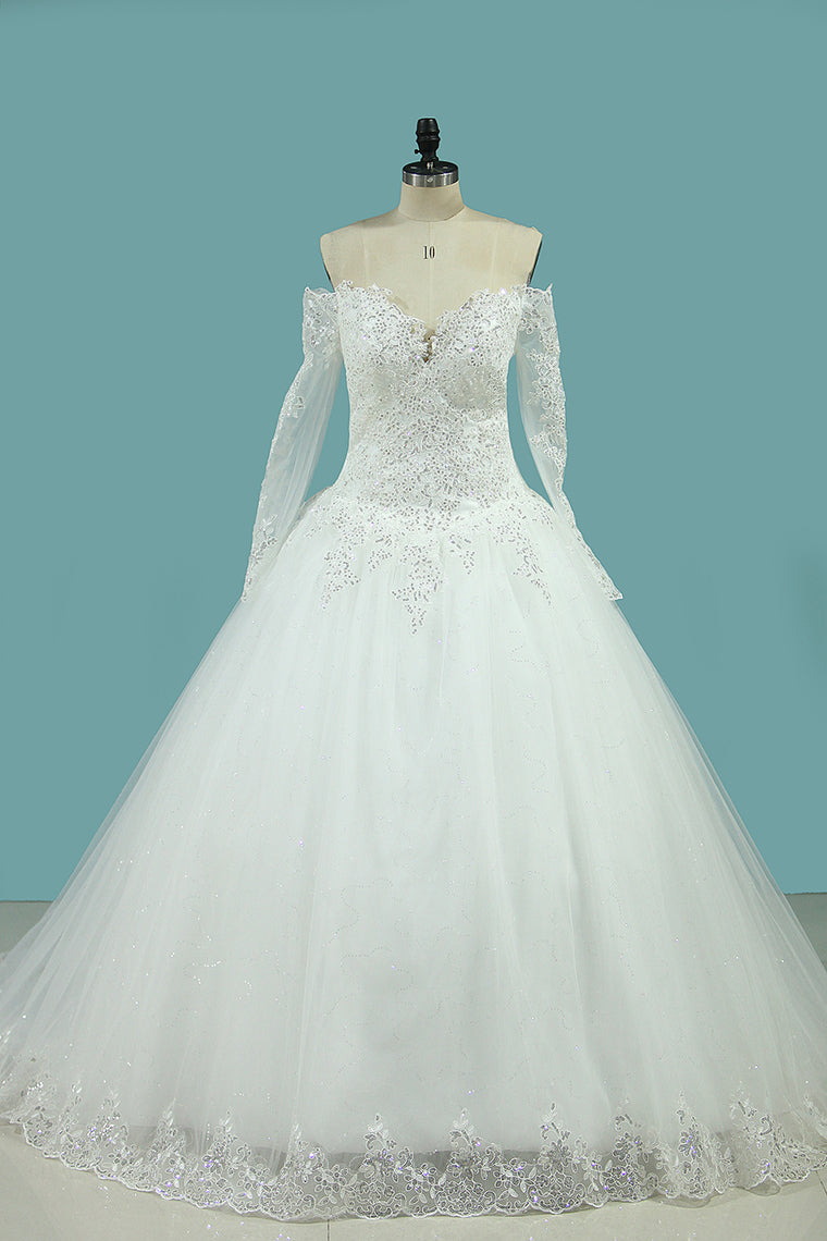 2024 Hot Wedding Dresses Sweetheart Ball Gown Tulle With Applique