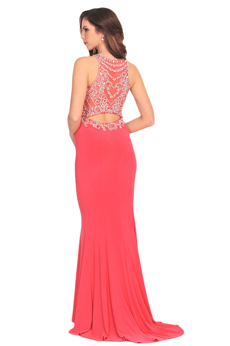 2024 Spandex Scoop With Beading Prom Dresses Mermaid Sweep Train