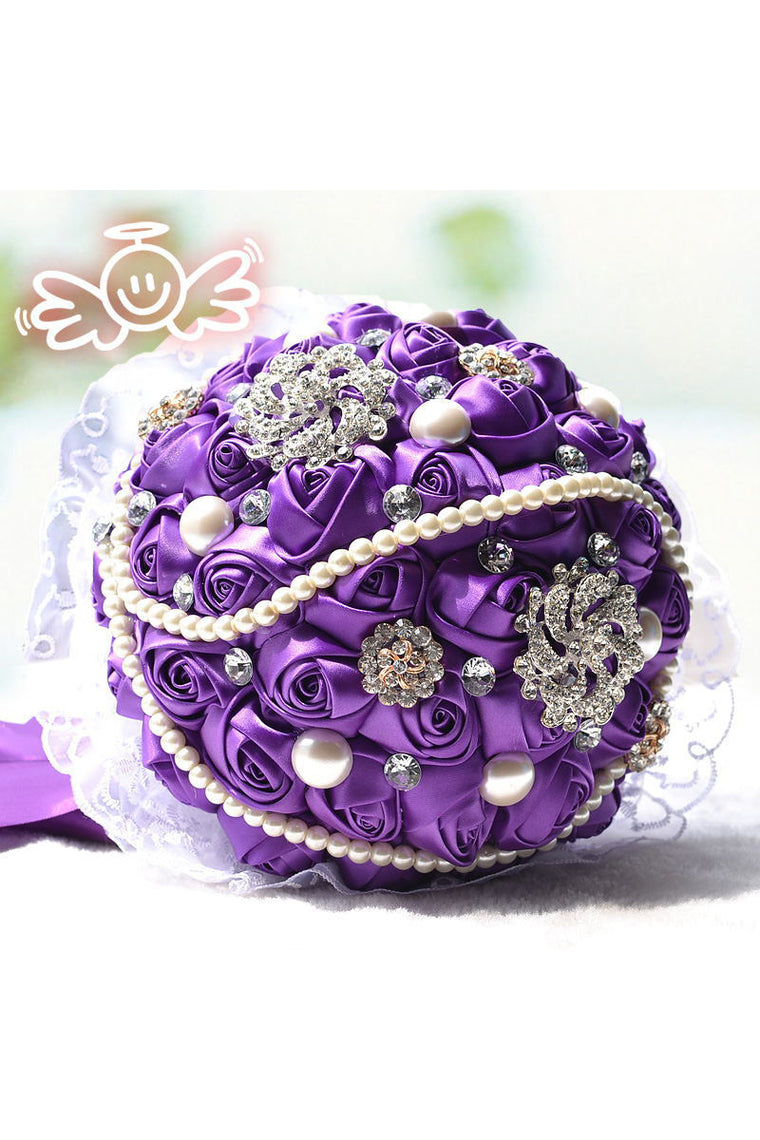 Fascinating Round Satin Bridal Bouquets