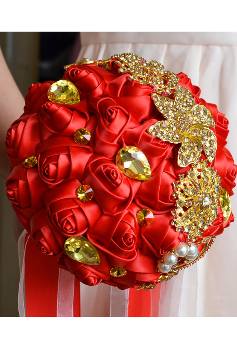 Nice Round Satin Bridal Bouquets