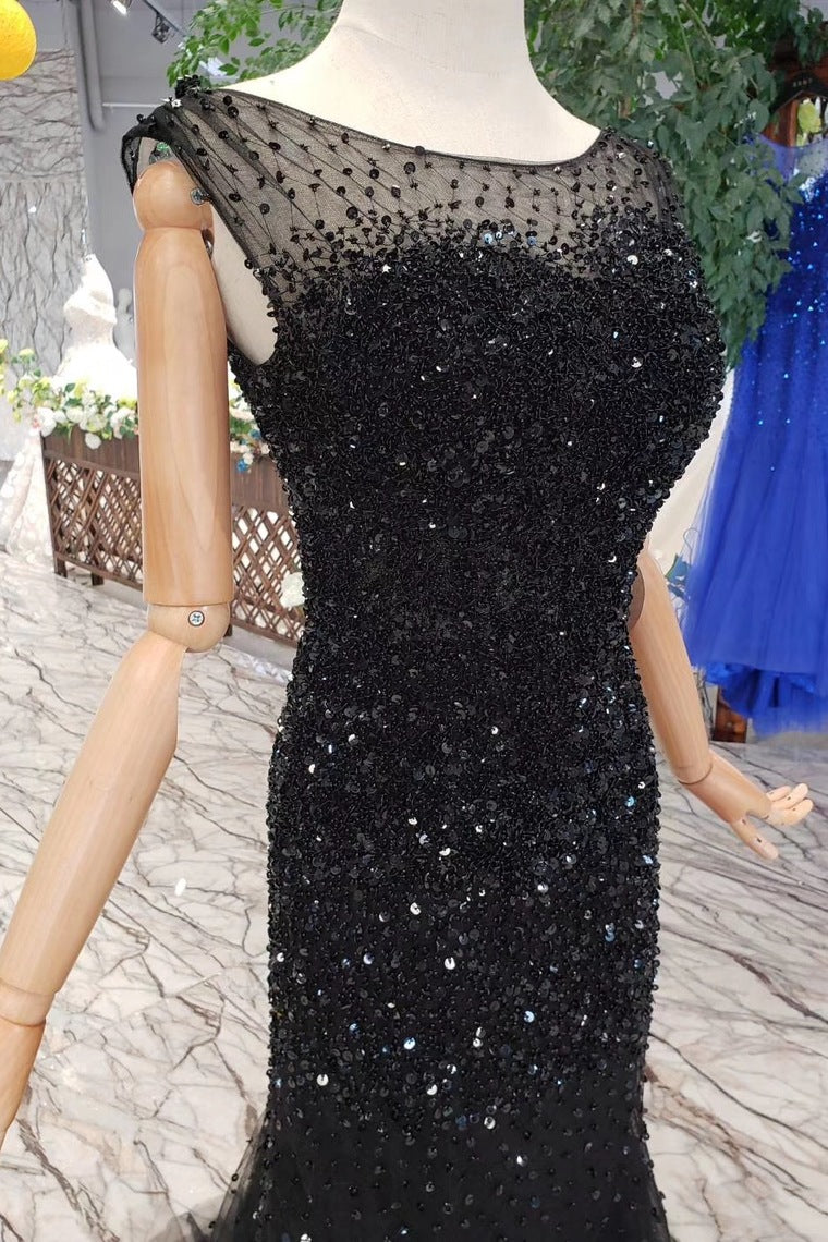 2024 Sequins Bodice Prom Dresses Tulle Mermaid Sweep Train Zipper Up