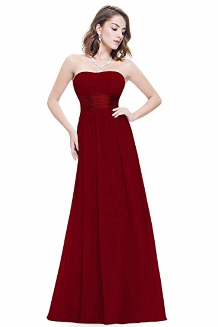 Chiffon Sweetheart Neck A Line Sleeveless Wedding Bridesmaid Long Evening  Festive Party Dress