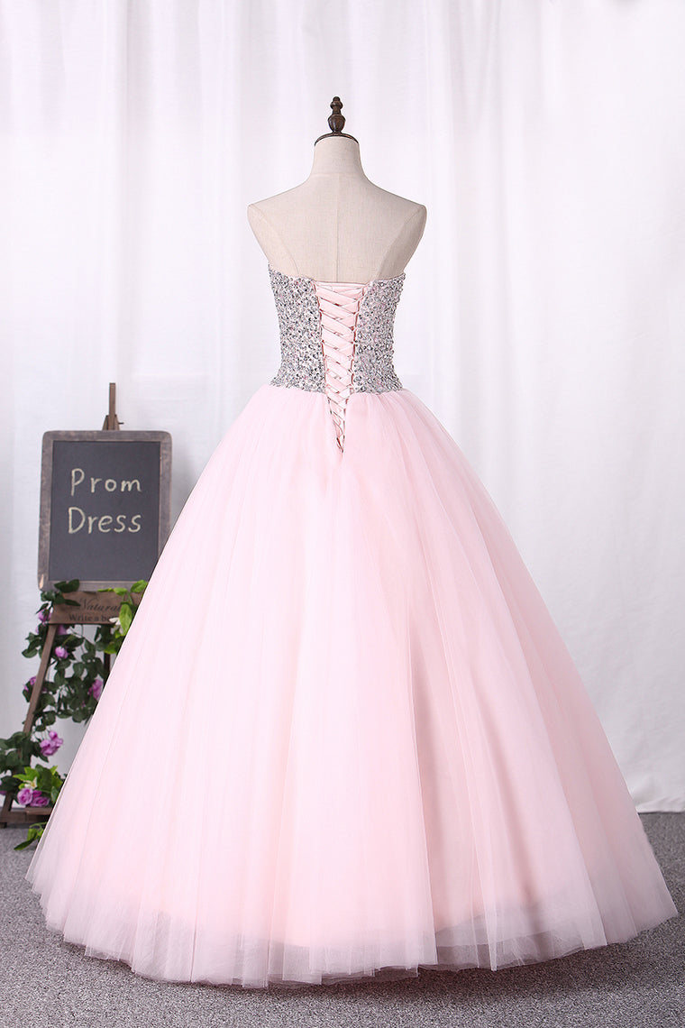 2024 Ball Gown Sweetheart Quinceanera Dresses Tulle With Beading Floor Length