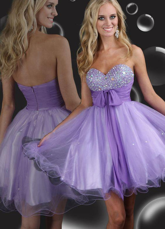 Formal Short Homecoming Dresses Elianna Cocktail Dress Sweetheart Lavender Tulle With Beading XXA10122