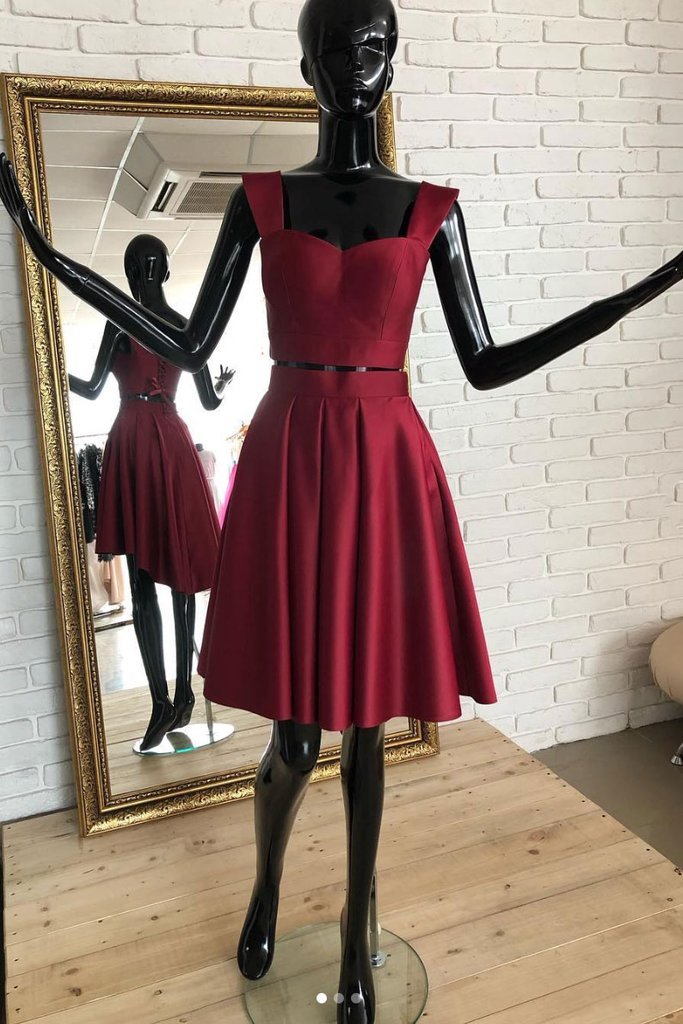 Burgundy Short Dress Burgundy Two Pieces Marely Homecoming Dresses CD1027