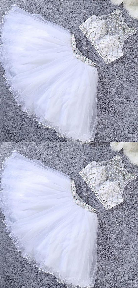 Luxury Two Pieces Haylee Homecoming Dresses White Beaded Crystal Short CD10620