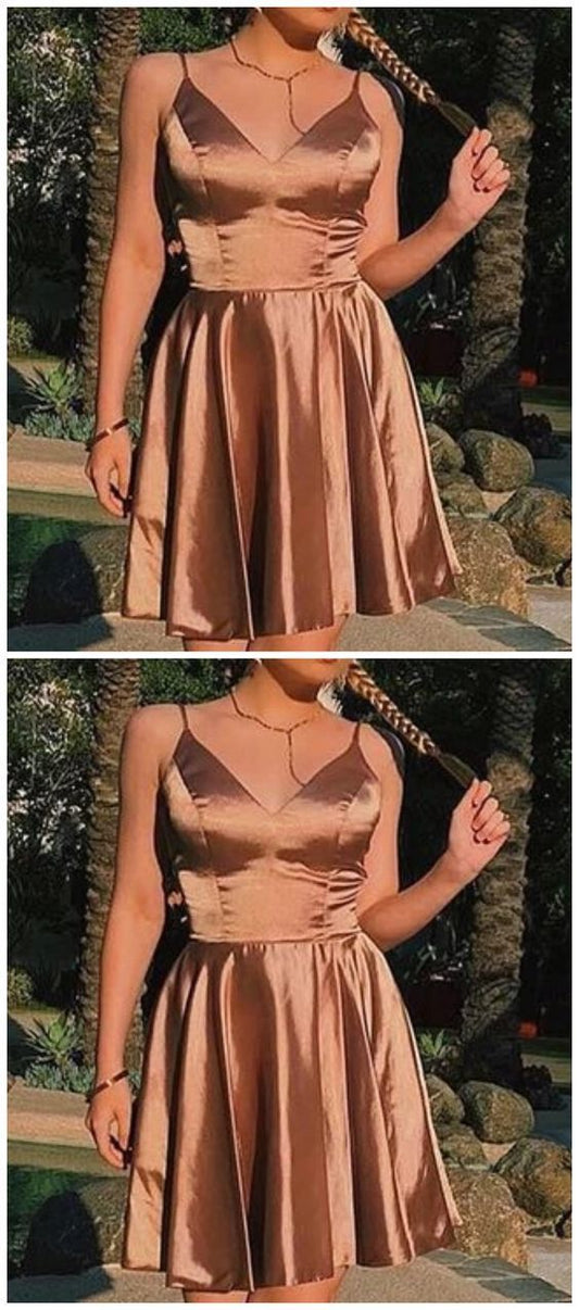 V Neck Short Champagne Dresses Short Champagne Norah A Line Homecoming Dresses Graduation XXA10674