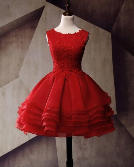 Applique Junior School Dress Red Graduation Lace Homecoming Dresses Shaylee Dress XXA1101