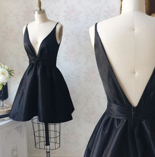 V Neck Black Formal Amya Homecoming Dresses Graduation Evening Dress CD11485