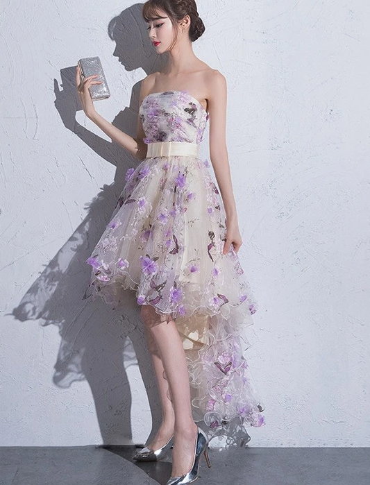 Beautiful High Low Flowers Tulle Fashionable Estrella Homecoming Dresses Short Party Dress XXA13261