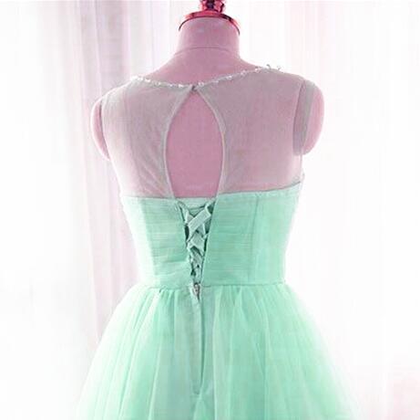 Mint Green Tulle Round Beaded Tulle Party Dress Short Homecoming Dresses Hope XXA13443