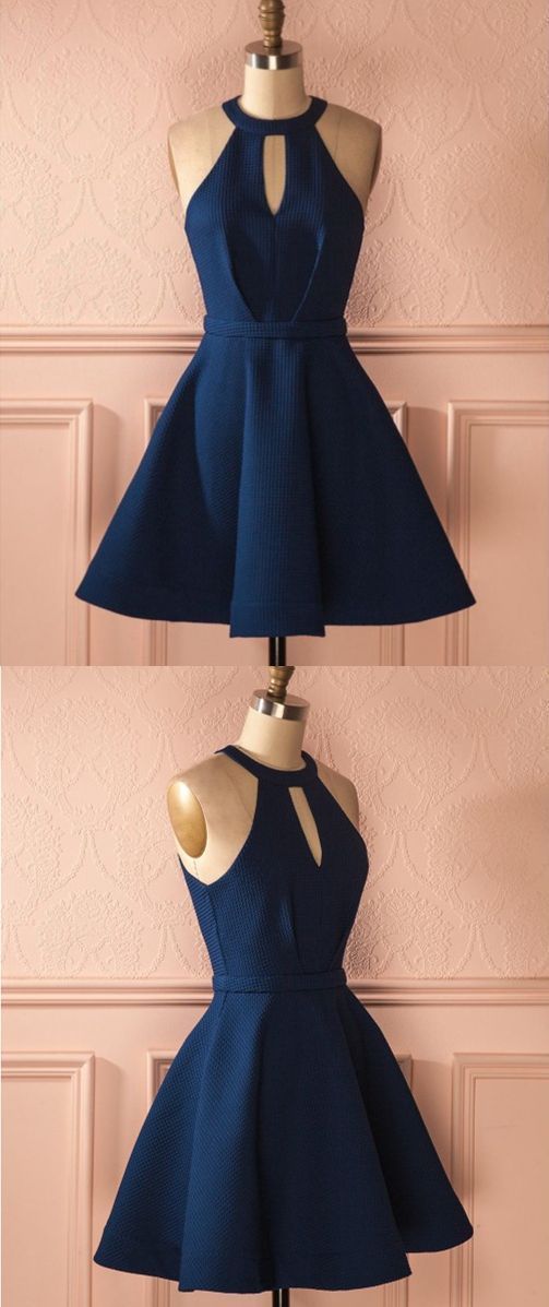 Keyhole Dark Blue Dresses Short Cocktail Homecoming Dresses Dayana Dresses CD1357