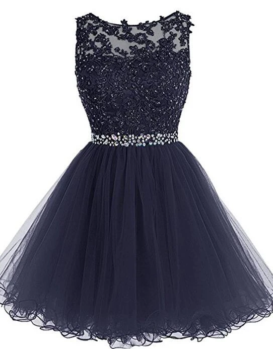 Lovely Tulle Short With Beadings Applique Formal Dress Silvia Homecoming Dresses Lace XXA13603