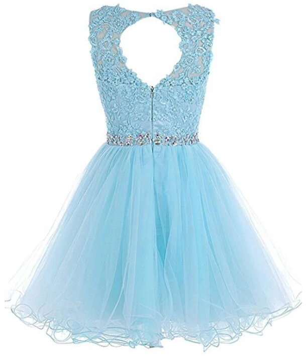 Lovely Tulle Short With Beadings Applique Formal Dress Silvia Homecoming Dresses Lace XXA13603