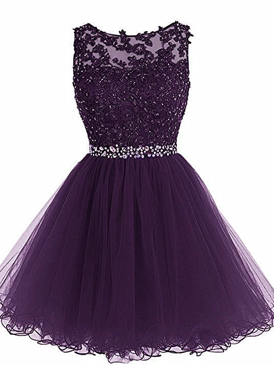 Lovely Tulle Short With Beadings Applique Formal Dress Silvia Homecoming Dresses Lace XXA13603