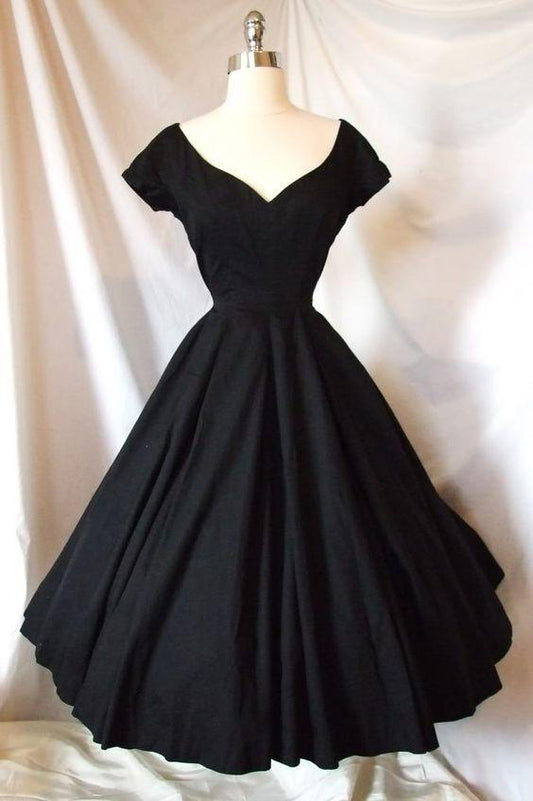 A-Line Black Cocktail Melanie Satin Homecoming Dresses Party Dresses CD13966