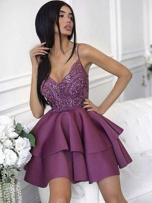 Sweetheart Neck Short Purple Dresses Short Purple Homecoming Dresses Ally Lace Cocktail Graduation Dresses XXA1447