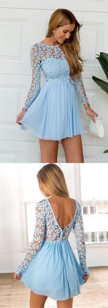 Pretty Girl Dress Journey Homecoming Dresses Cocktail Long Sleeve Appliques Dress Mini Short XXA155