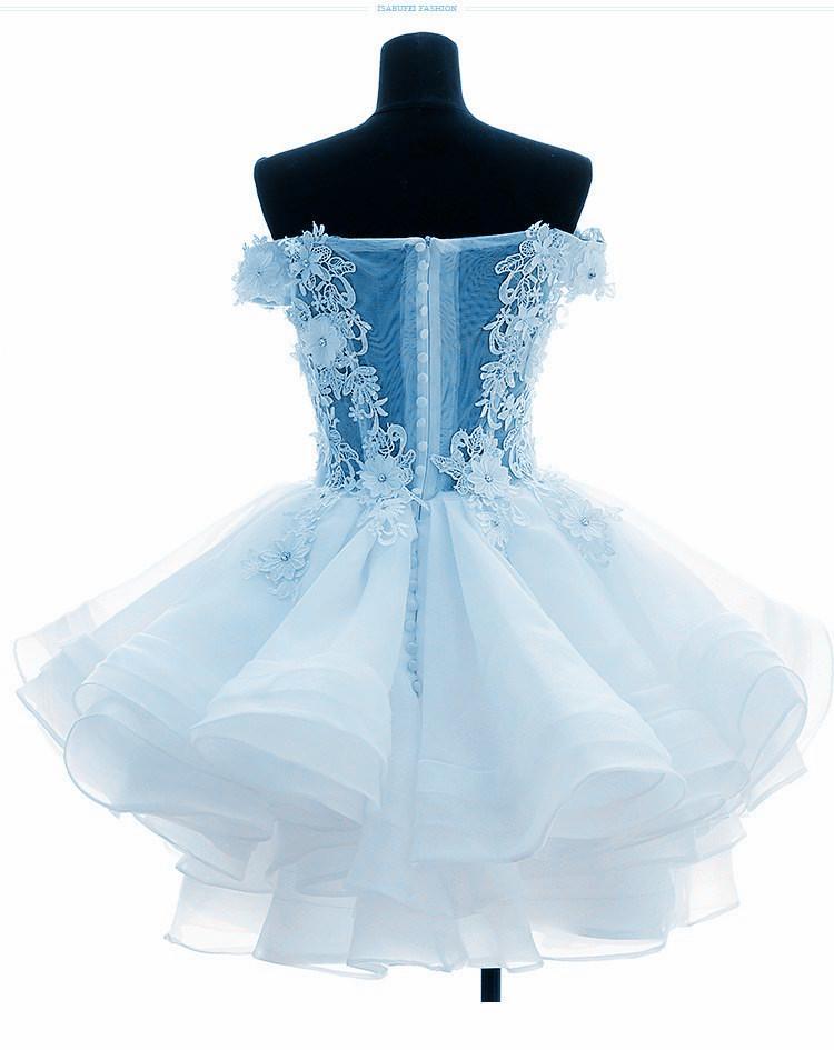 Adorable Light Blue Layers Organza Danika Homecoming Dresses Lace Party Dress With XXA15992