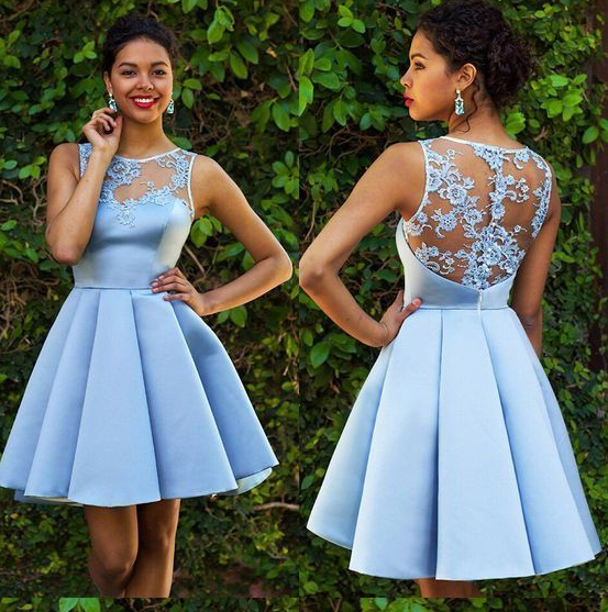 Homecoming Dresses Lace Jaiden Sky Blue Sexy CD160