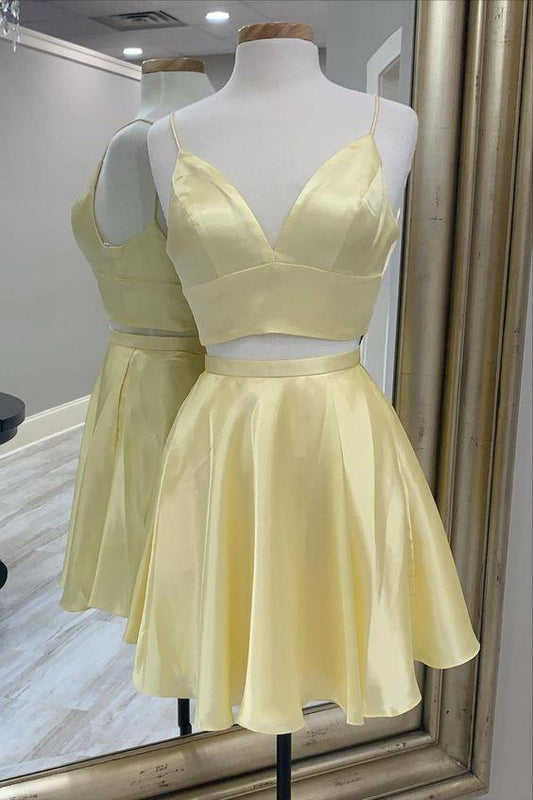 Yellow Laylah Homecoming Dresses Two Piece Short CD16272