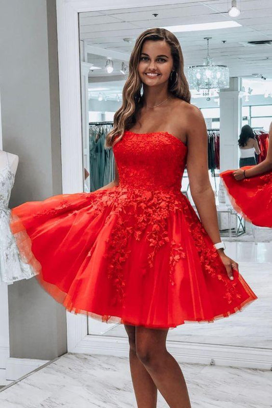 Princess Homecoming Dresses Lace Abbie Red Appliqued Short Party Dress For Or Sweet 16 XXA16849