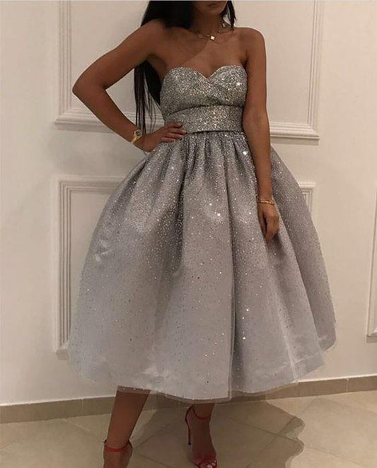 Bling Bling Sequins Ball Gowns Silver Swing Party Rosalind Homecoming Dresses Dress Short Dresses XXA1863