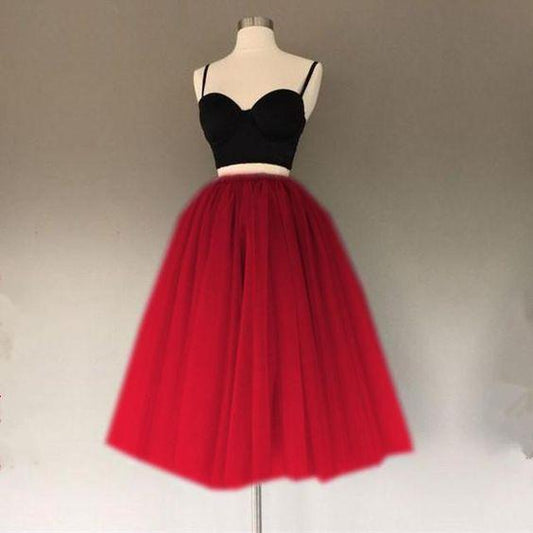 Custom Made Splendid Short Two Piece Short Tulle Gowns Amina Homecoming Dresses A Line CD1868