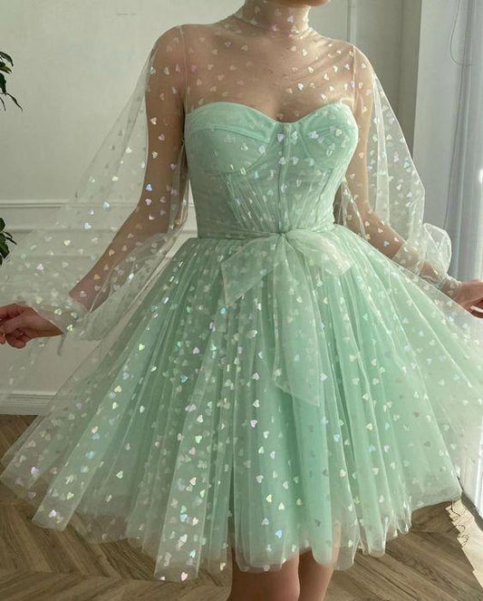 A-Line Tulle Evening Maisie Homecoming Dresses Dresses Long Sleeves Princess Gown XXA18754