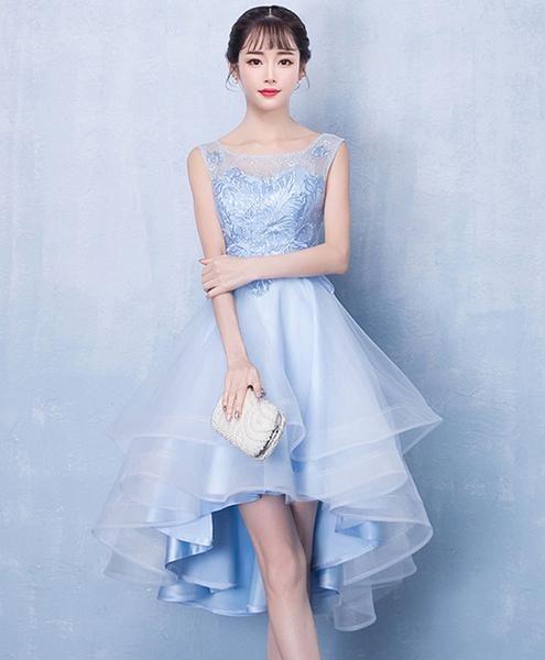 Blue Tulle High Low Dress Lorelei Lace Homecoming Dresses Blue Tulle XXA2047