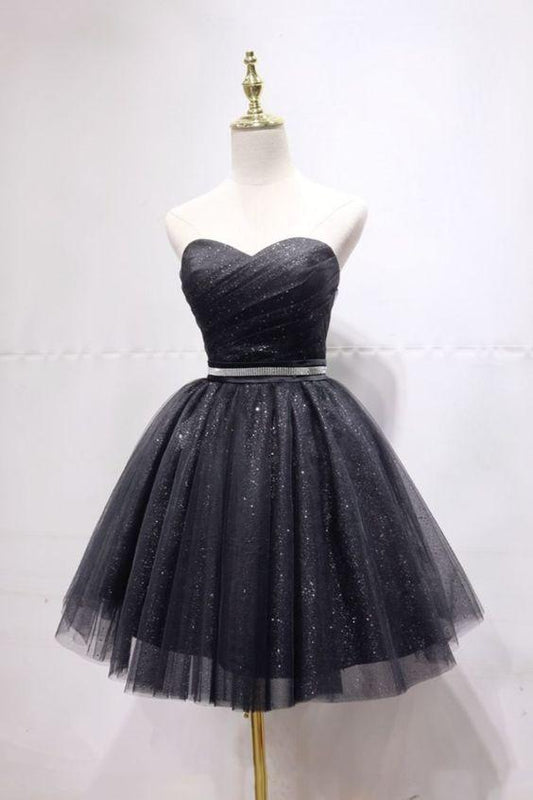 Homecoming Dresses Londyn Lace Princess A-Line Black Party Dress With Sweetheart And Up Back XXA20666