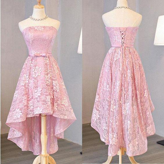 Nice High Low Dress High Low Dress Dress Homecoming Dresses Lace Anastasia Pink XXA206