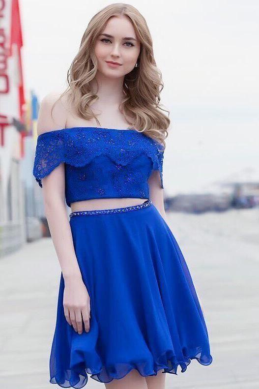 Tatum Royal Blue Lace Homecoming Dresses Two Piece Dress Sexy Short Party Dress For Party XXA2133