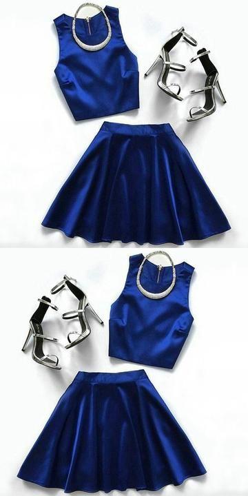 Two Piece Simple Royal Blue Homecoming Dresses Lola CD2134