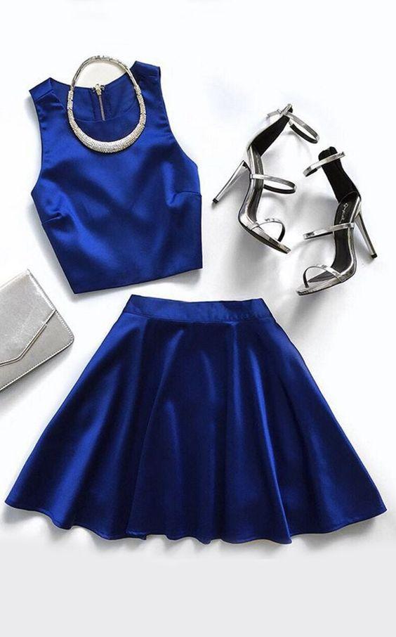 Two Piece Simple Royal Blue Homecoming Dresses Lola CD2134