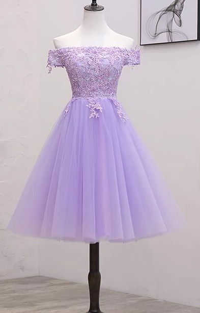 Light Purple And Homecoming Dresses Thalia Lace Tulle Off The Shoulder Short Party Dress XXA2250