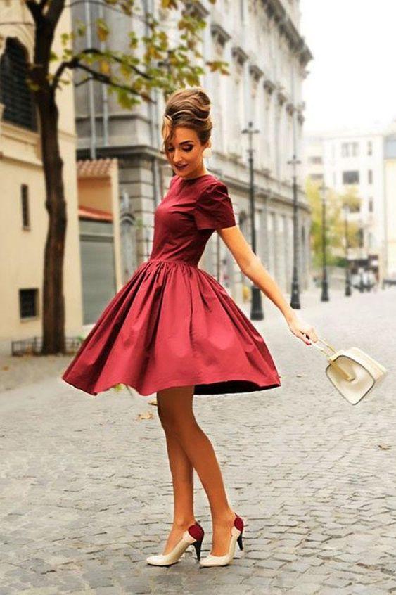 Homecoming Dresses Adalynn A Line Cute Short Sleeves Burgudny Elegant Evening Dresses XXA2256