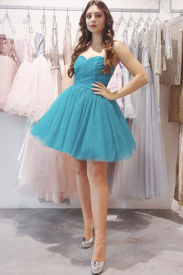 Blue A Line Homecoming Dresses Cocktail Marley Tulle Short Simple A-Line Short Dress XXA22784