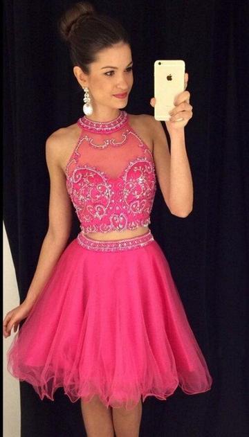 Two Piece Sparkly Short Araceli Homecoming Dresses CD22880