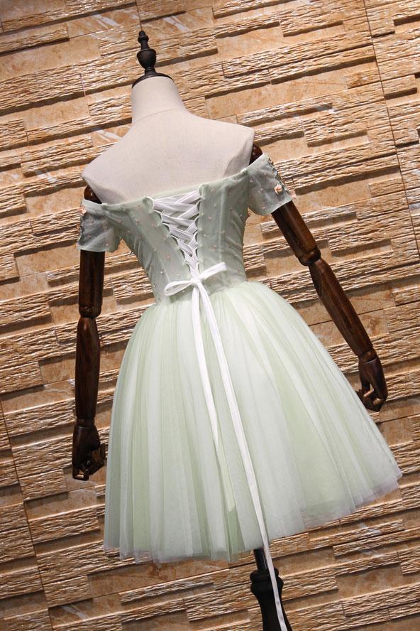 Light Mint Green Knee Length Floral Sweetheart Party Dress Homecoming Dresses Nadia Lace Tulle Short XXA22968