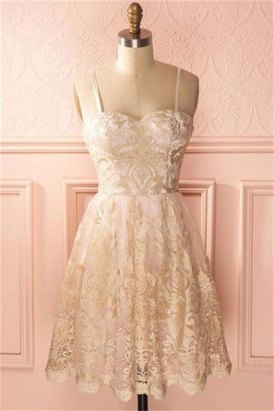 Spaghetti Straps Lace Naomi Cocktail Homecoming Dresses Classy Dresses CD23092