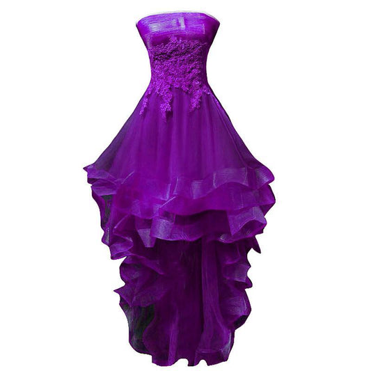 Purple Tulle With High Low Party Dress Formal Homecoming Dresses Lace Livia Dress Purple XXA23135