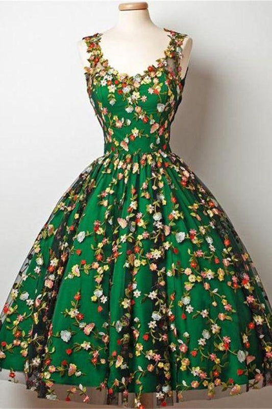 Homecoming Dresses LuLu Lace Vintage Green And Black Embroidery Sweet 16 Dresses XXA23227